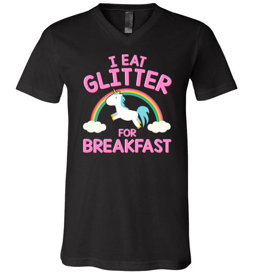 Unicorn I Eat Glitter For Breakfast V-Neck