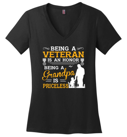 Veteran Grandpa Priceless V-Neck