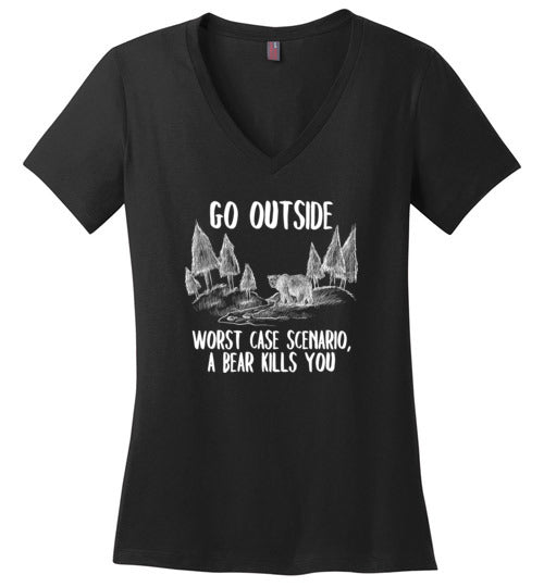Go Outside Bear V-Neck