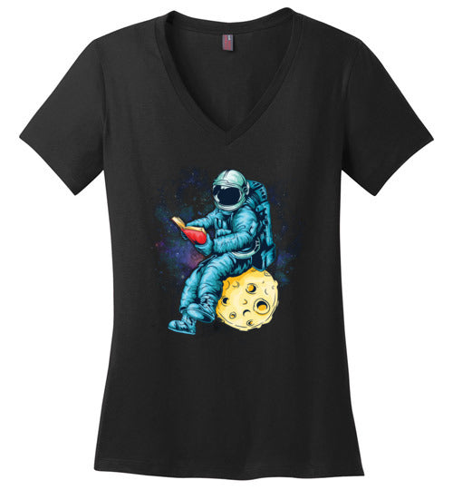 Astronaut Reading Space V-Neck