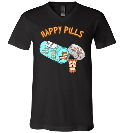 Happy Pills Yorkie Yorkshire Terrier V-Neck