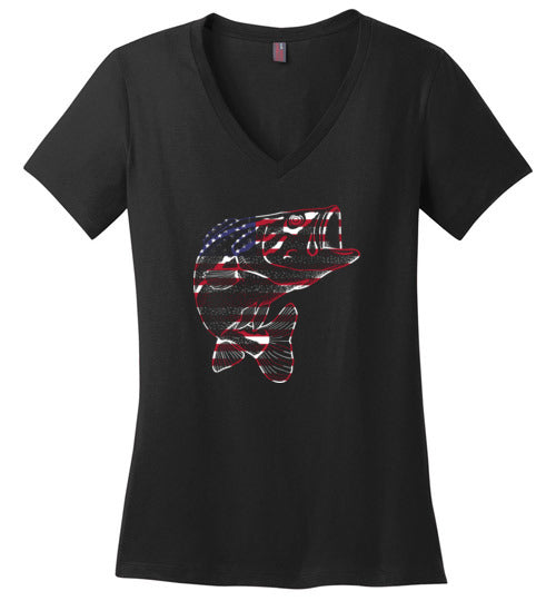 Bass Flag Fishing V-Neck