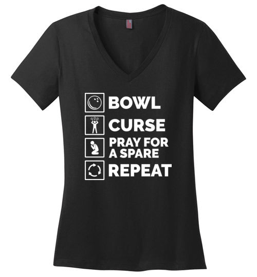 Bowl Curse Pray For A Spare V-Neck