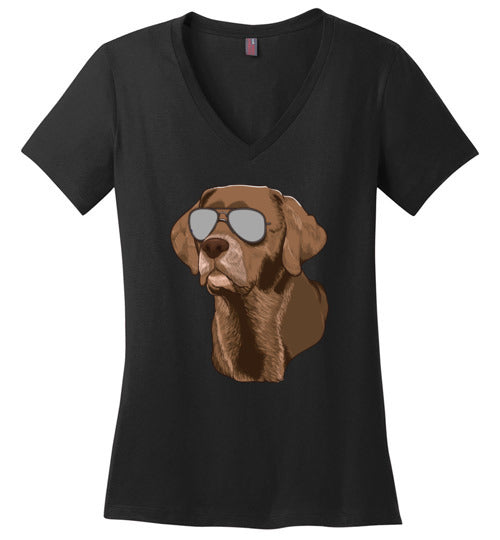 Chocolate Lab Sunglasses V-Neck