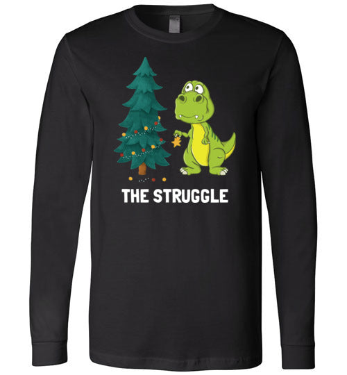 Dinosaur T-Rex Christmas Struggle Long Sleeve