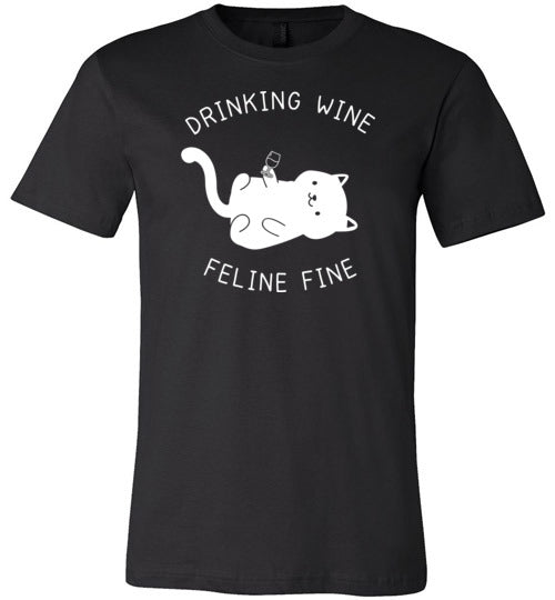 Drinking Wine Feline Fine Canvas