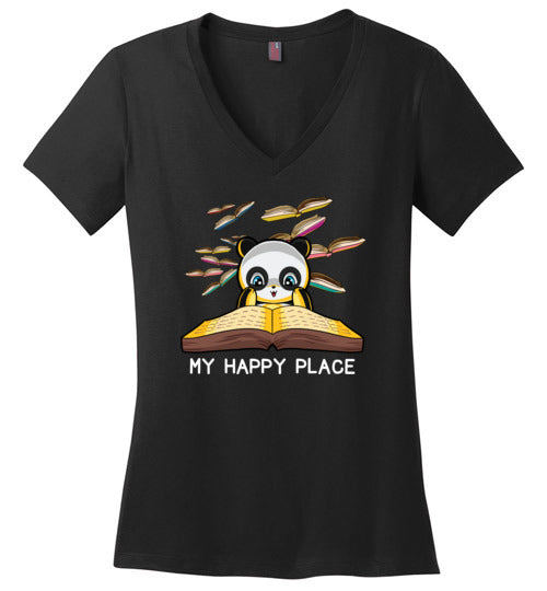 Panda Books Reading My Happy Place V-Neck
