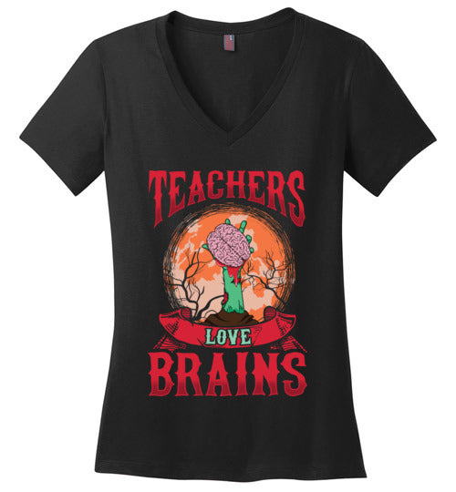 Teachers Love Brains V-Neck