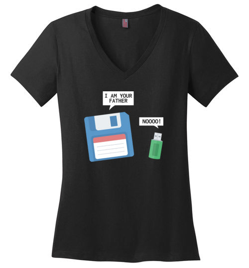 USB Floppy Disk Father Son V-Neck