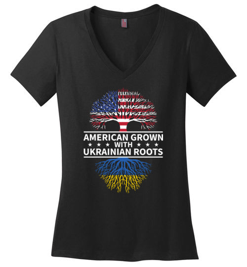 American Grown With Ukrainian Roots V-Neck