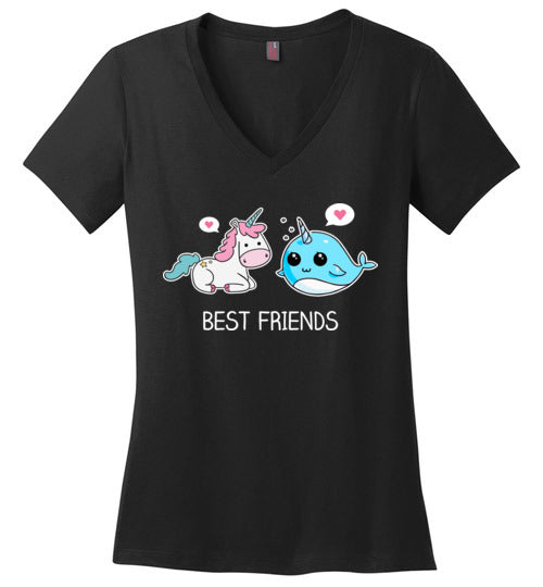 Narwhal Unicorn Best Friends V-Neck