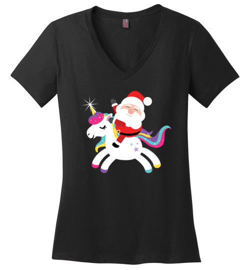 Santa Riding Unicorn V-Neck