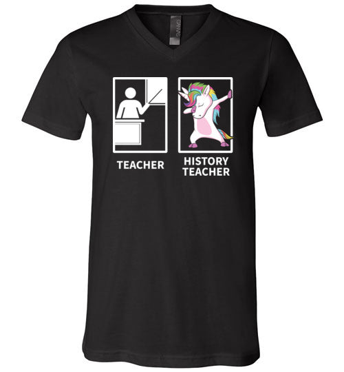 Dabbing Unicorn History Teacher V-Neck