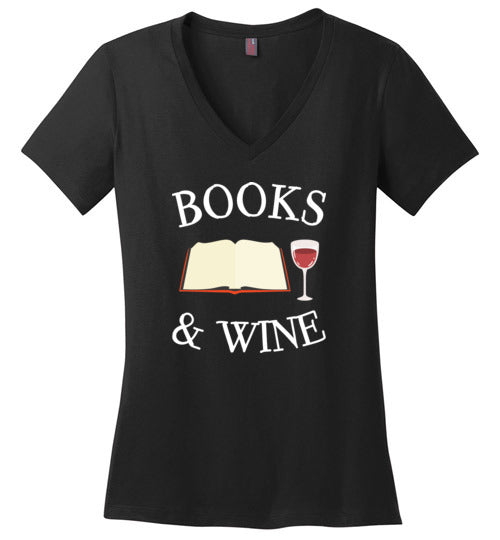 Books And Wine V-Neck