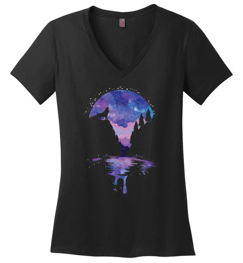 Howling Moon Galaxy V-Neck