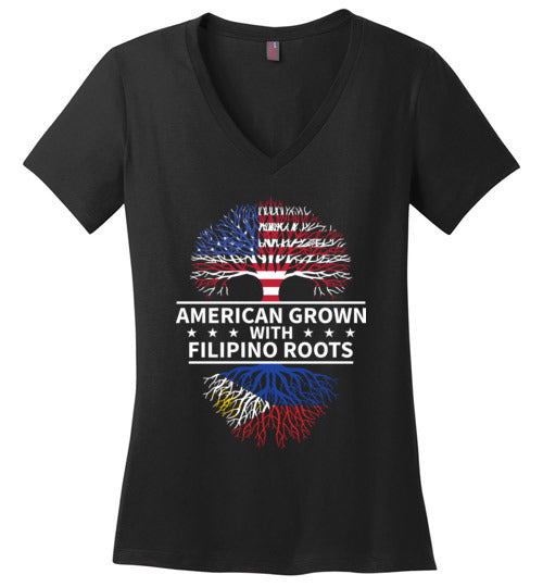 American Grown With Filipino Roots V-Neck