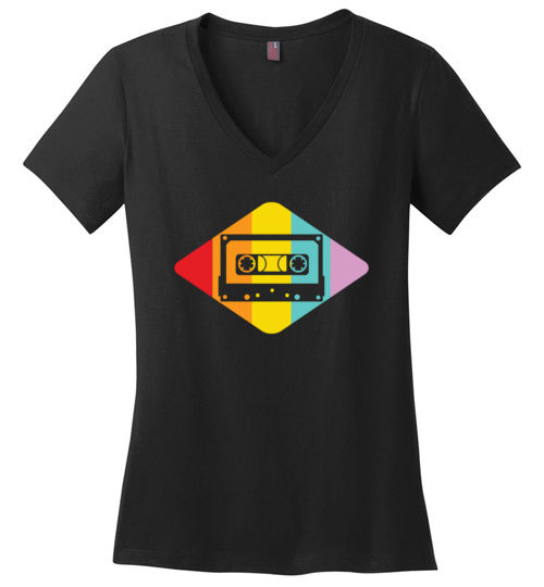 Vintage Retro Cassette V-Neck