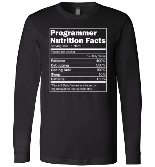 Programmer Nutrition Facts Long Sleeve