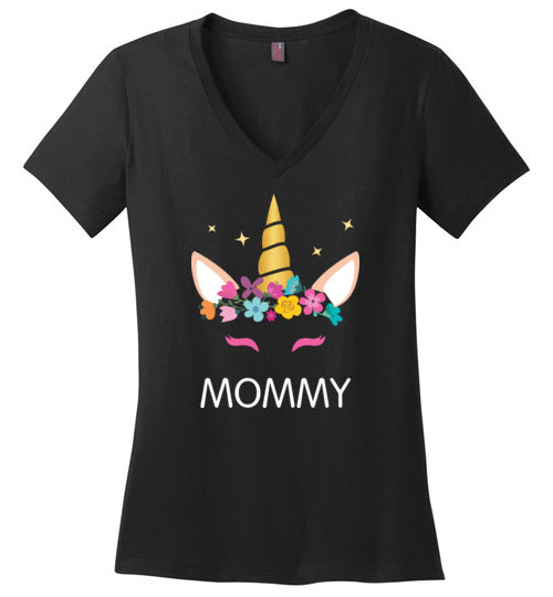 Mommy Unicorn Face V-Neck
