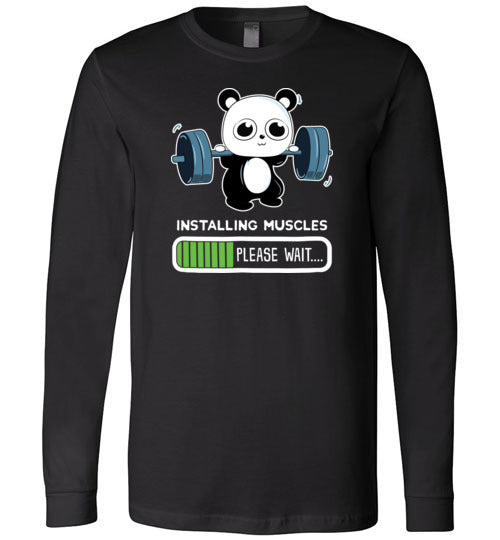 Cute Panda Installing Muscles Gym Long Sleeve