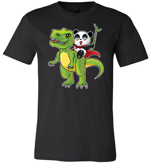 Panda Riding T-Rex Bamboo Canvas