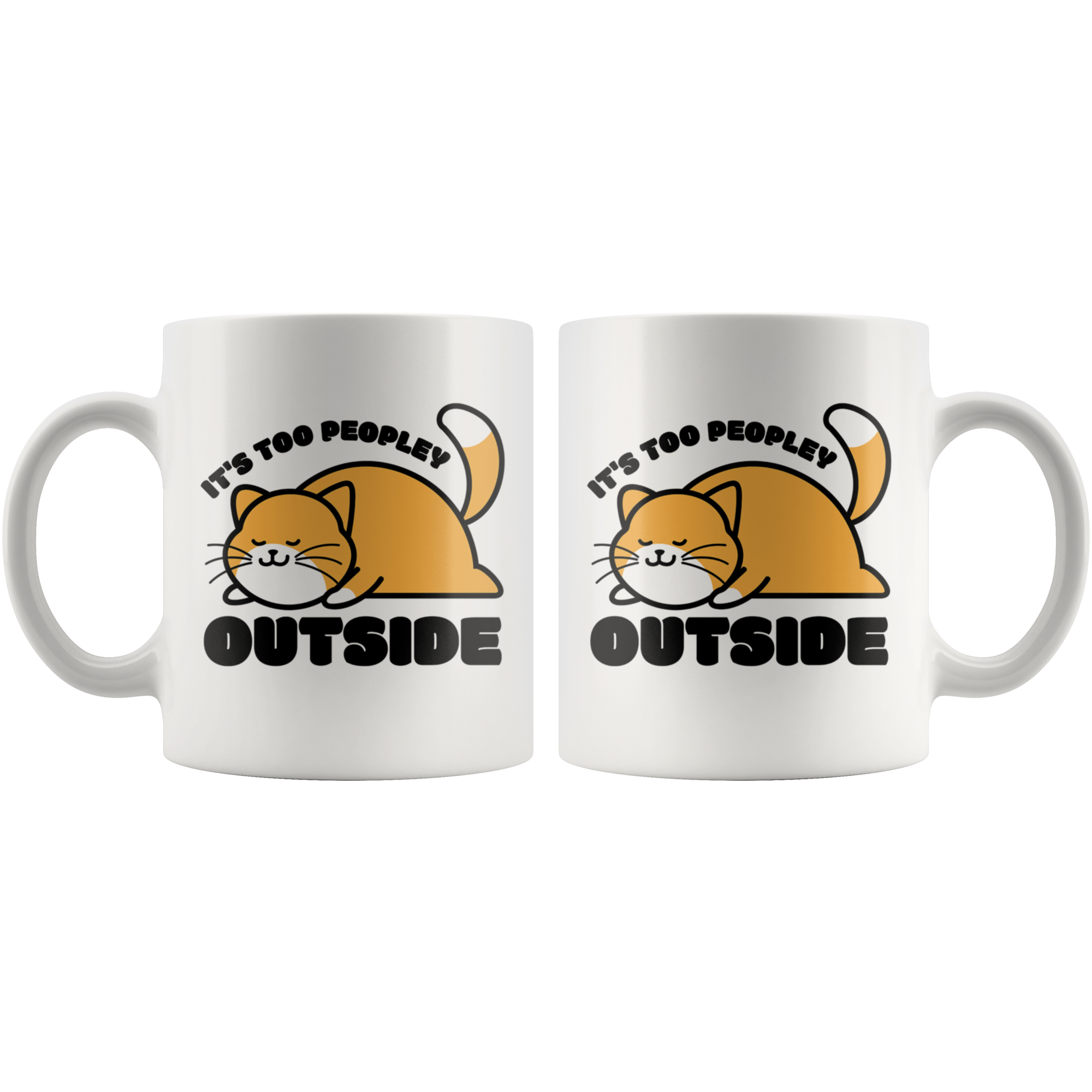 White Mugs - Cat Too Peopley