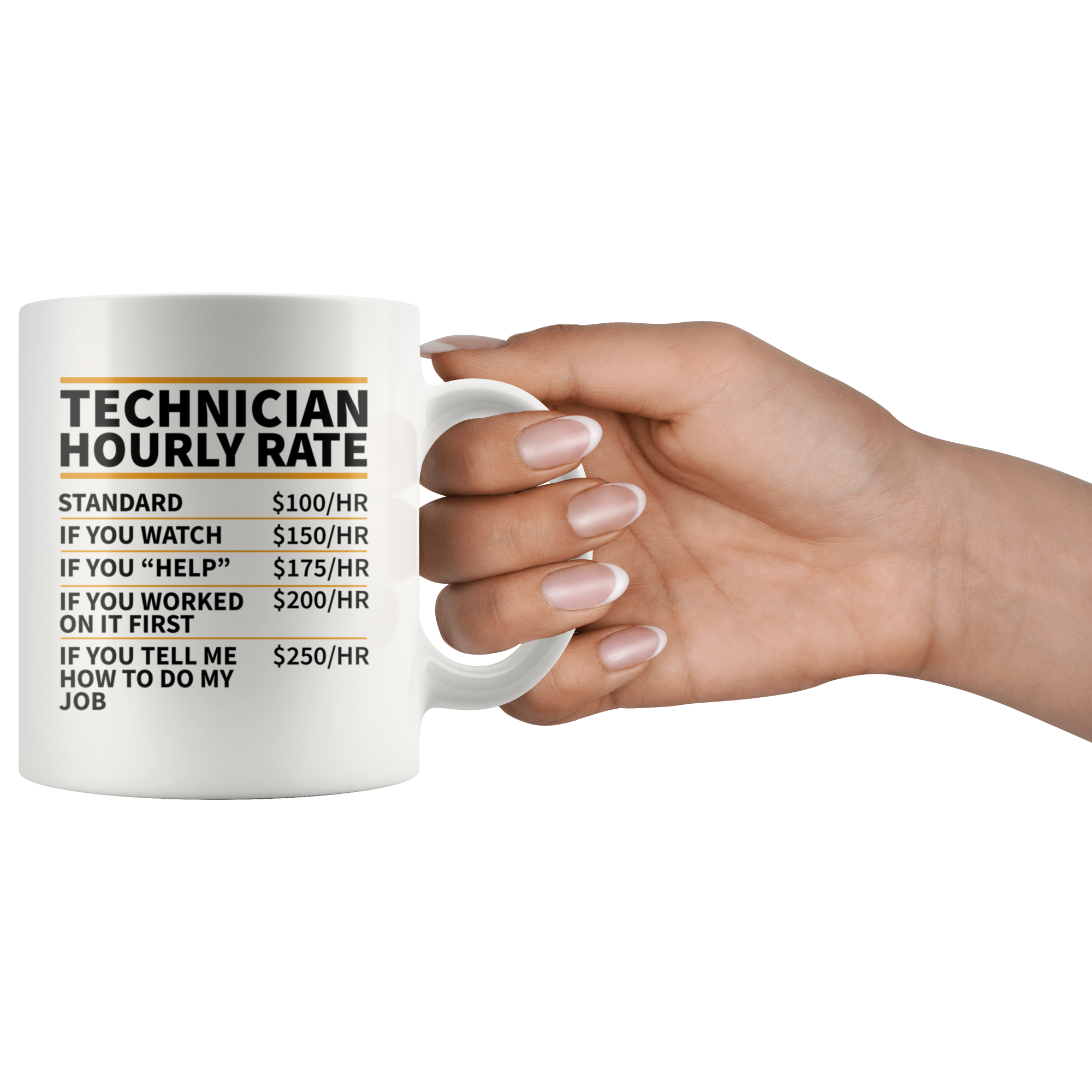 White Mugs - Technician Hourly Rate