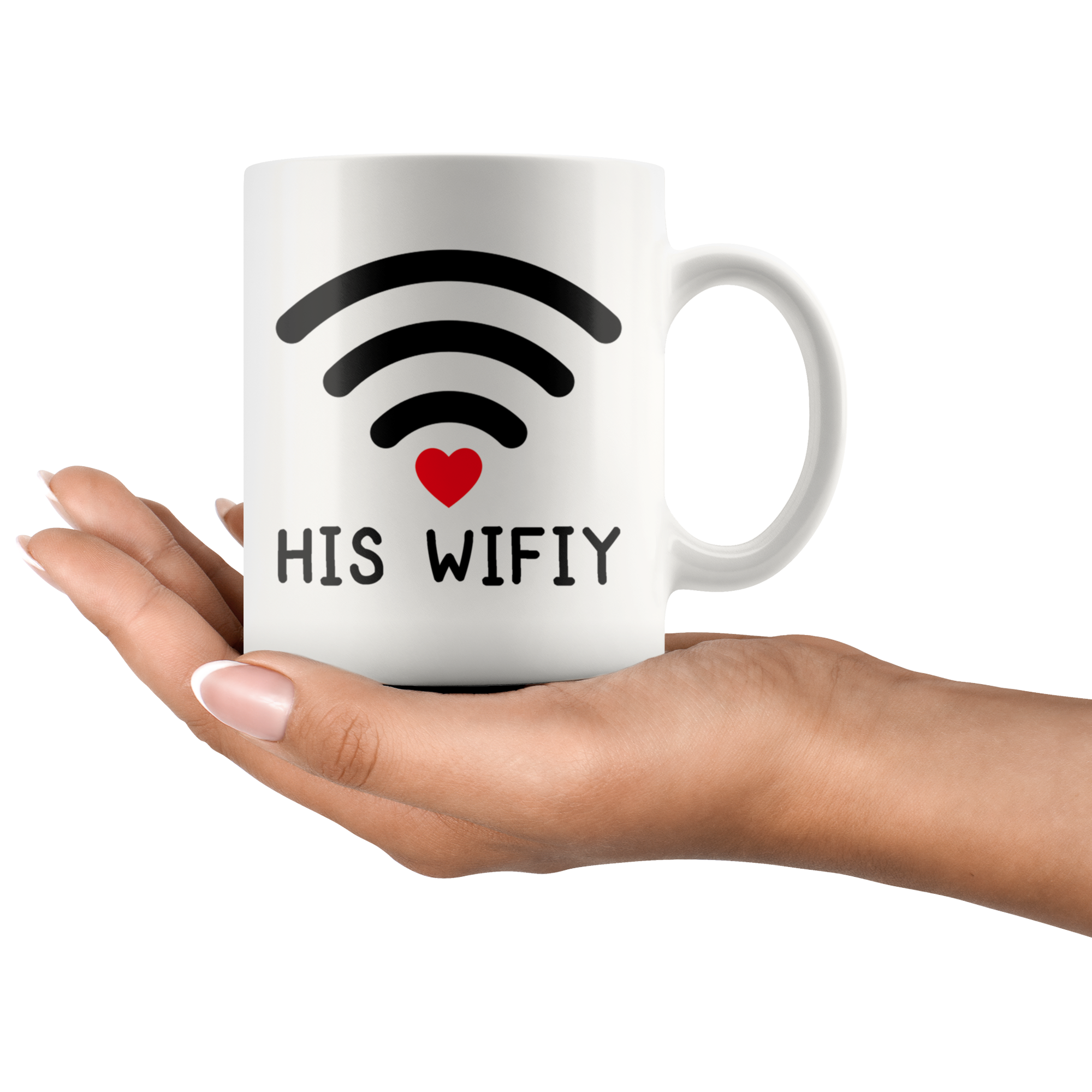 White 11oz Mug - Computer Matching Mugs His Wifiy