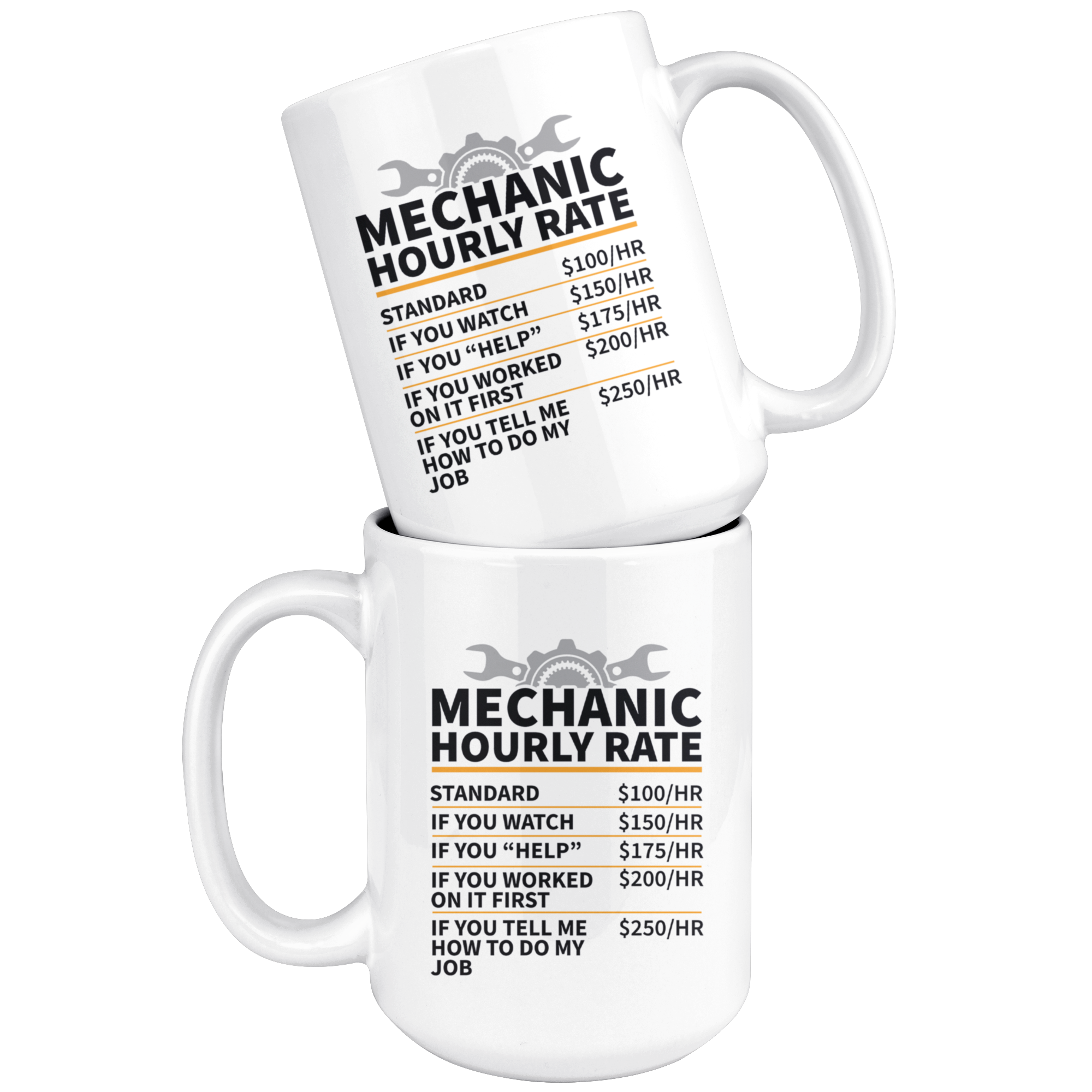 White 15oz Mug - Mechanic Hourly Rate