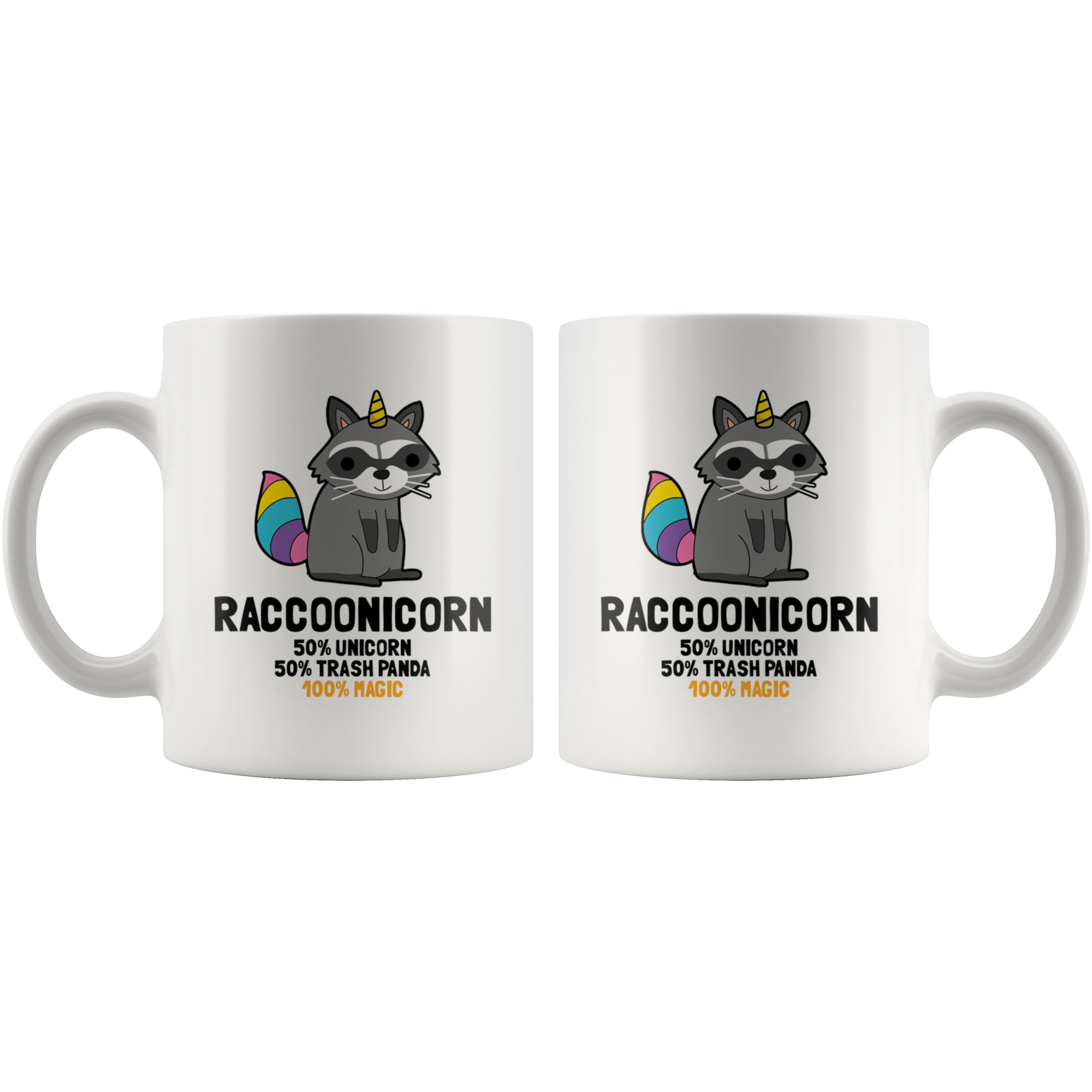 White Mugs - Raccoonicorn