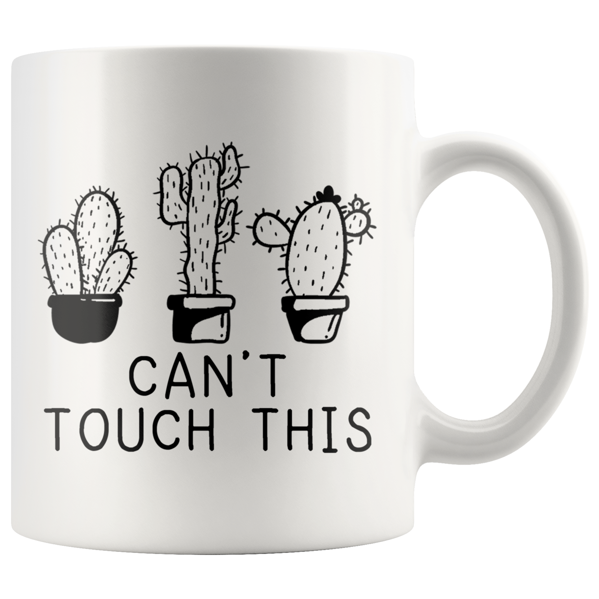 White 11oz Mug - Cactus Can't Touch This