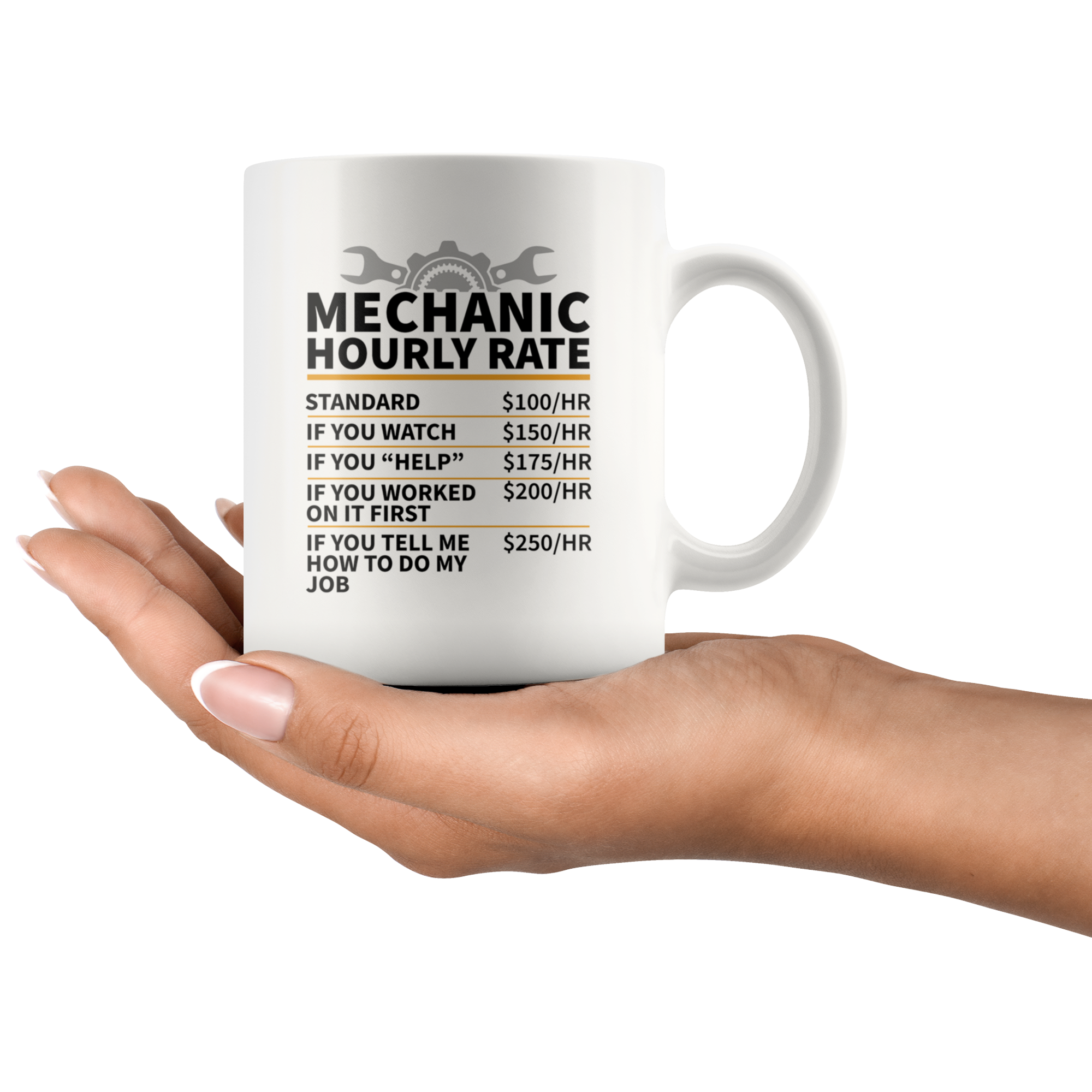 White 11oz Mug - Mechanic Hourly Rate