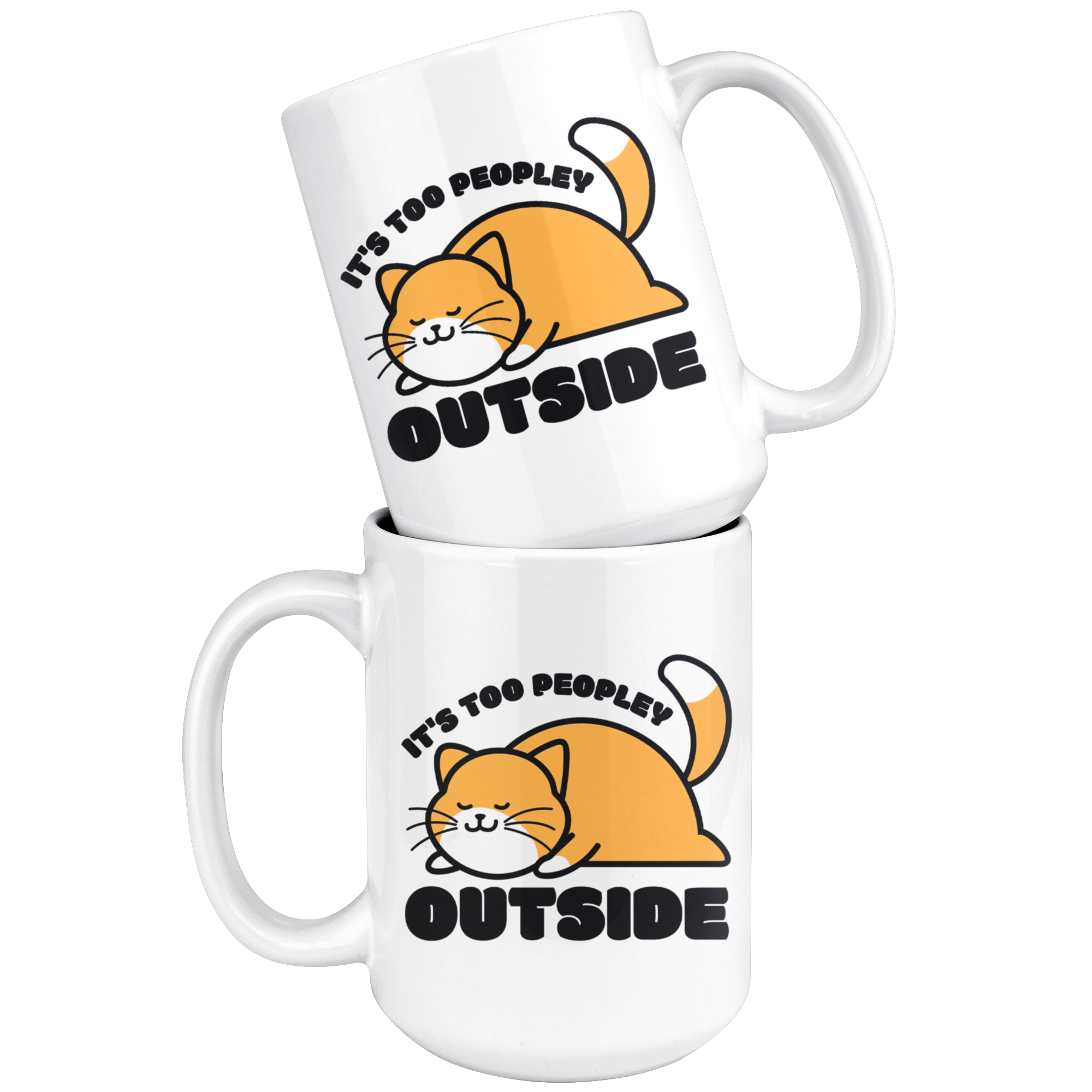 White Mugs - Cat Too Peopley
