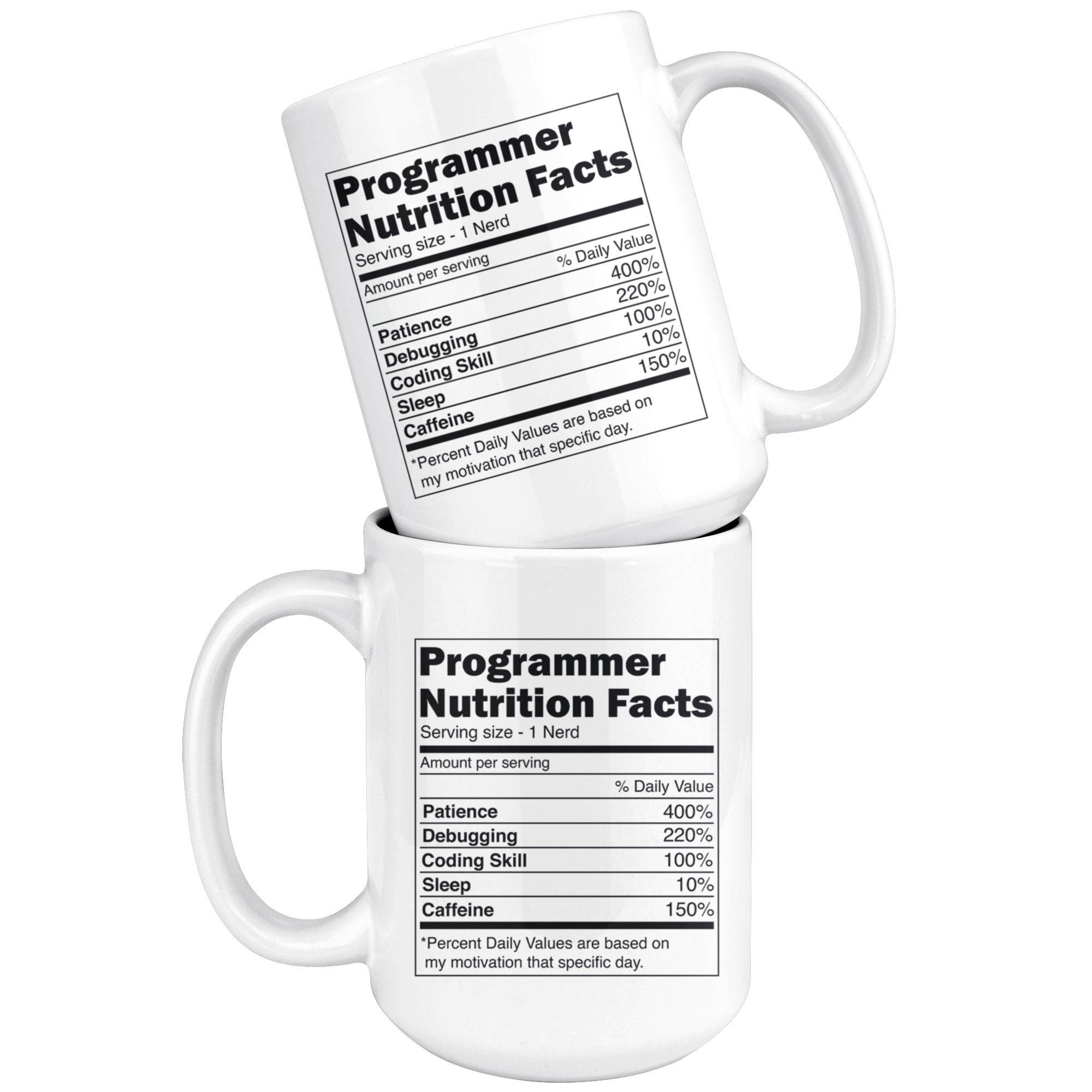 White Mugs - Programmer Nutrition Facts