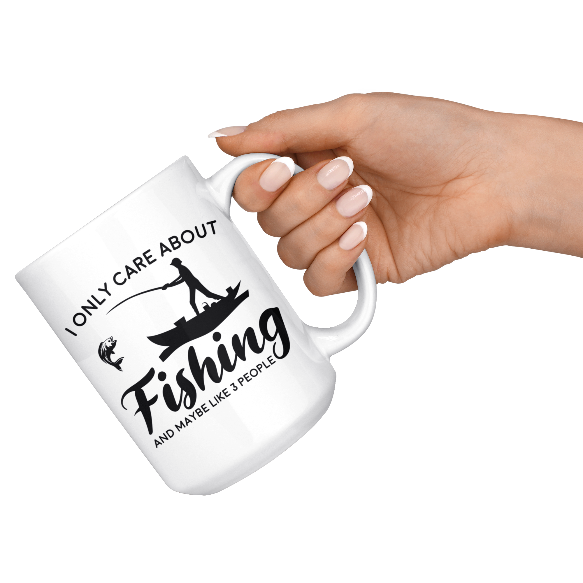 White Mugs - I Only Care About Fishing