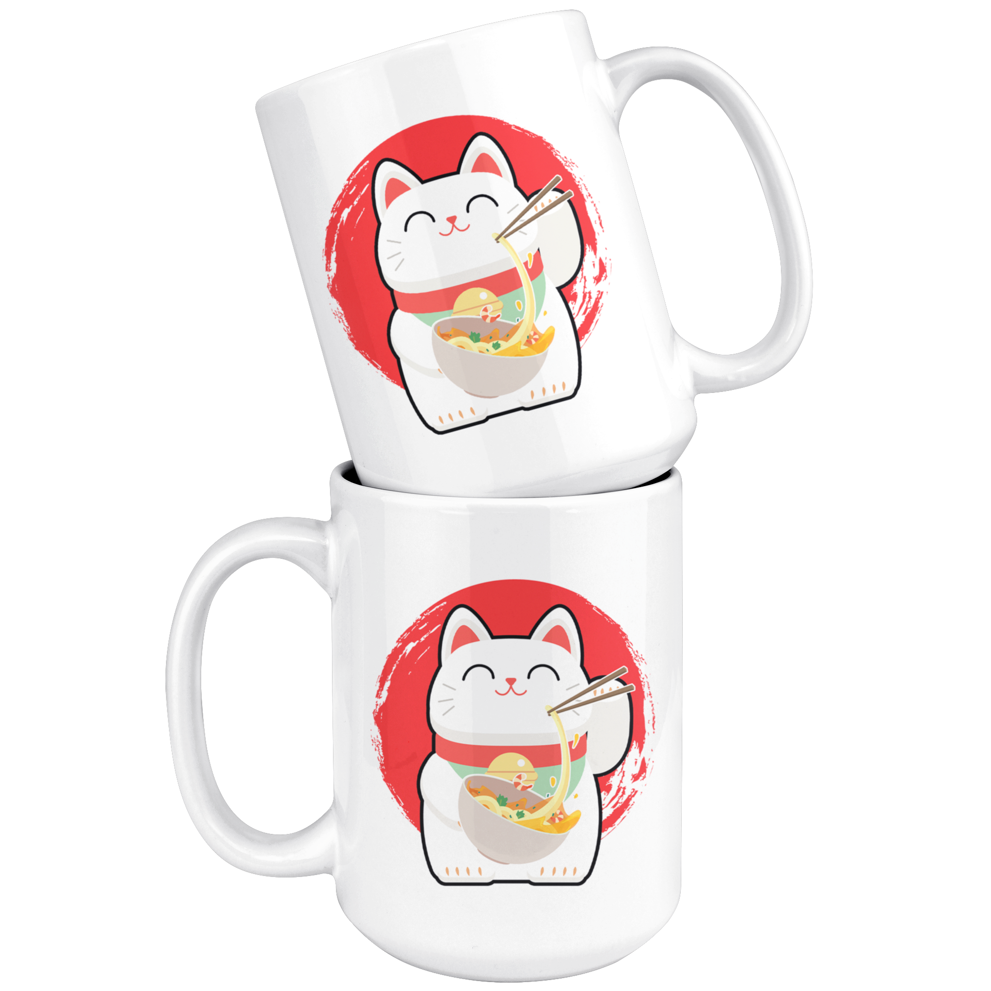 White 15oz Mug - Lucky Ramen Cat