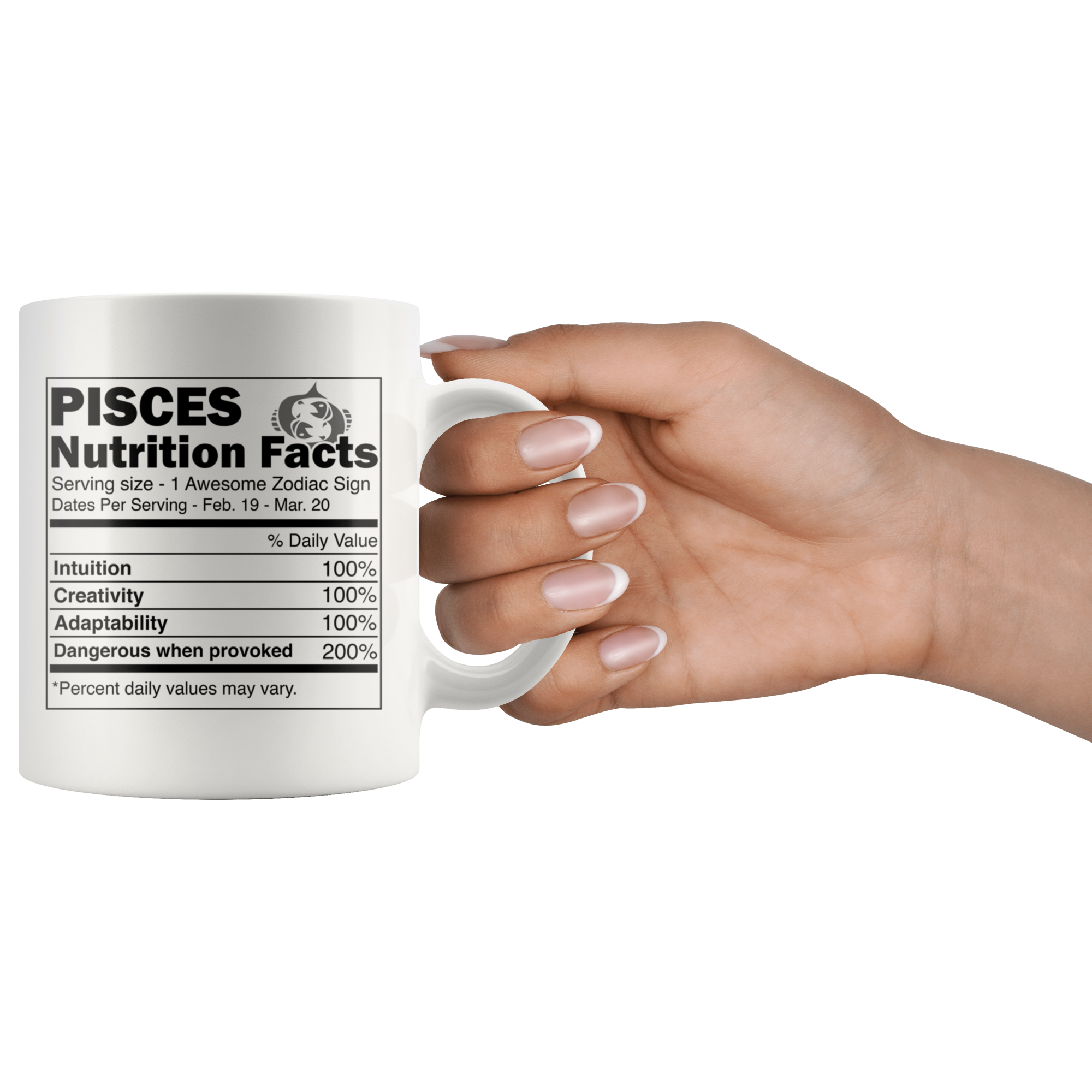 White 11oz Mug - Pisces Nutrition Facts