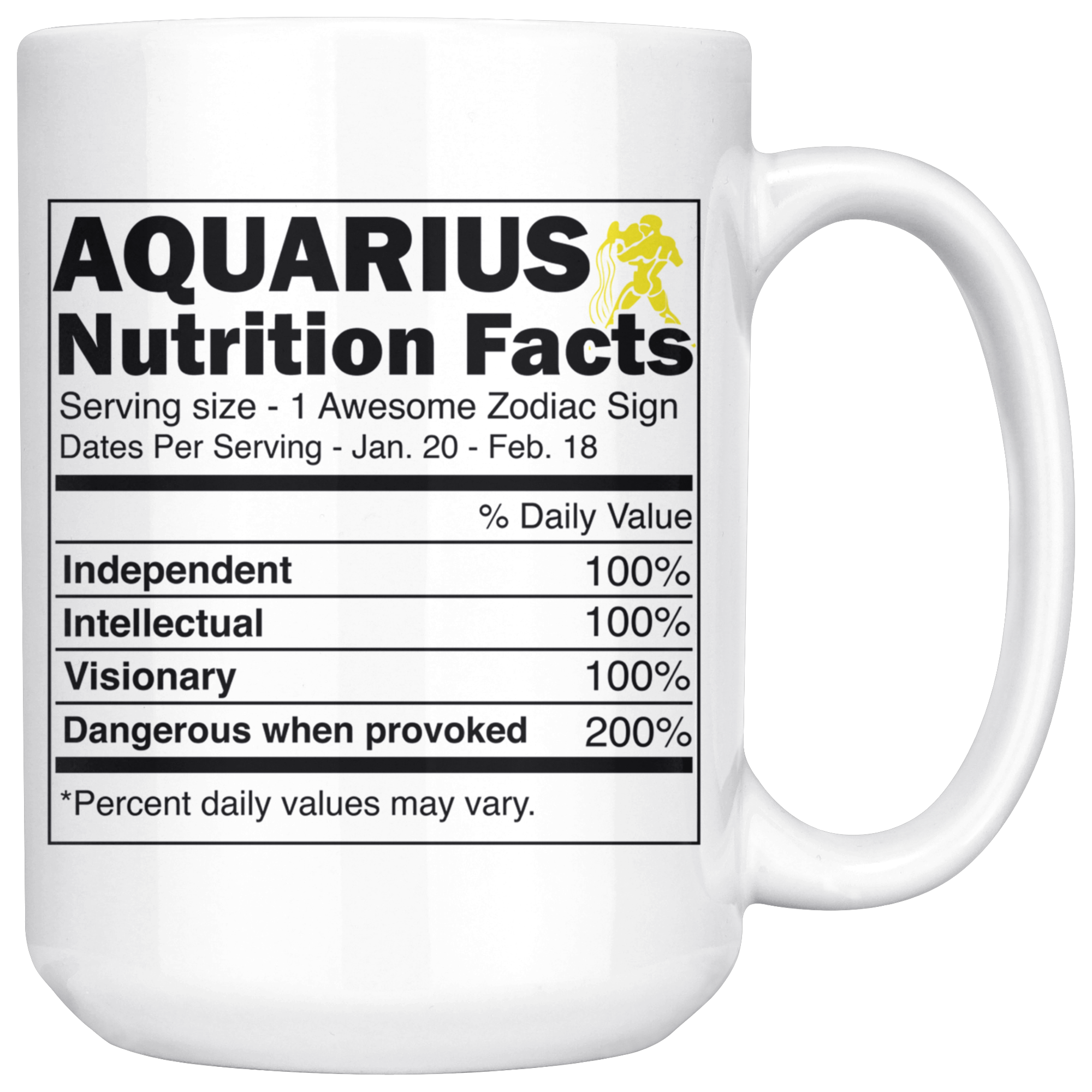 White 15oz Mug - Aquarius Nutrition Facts