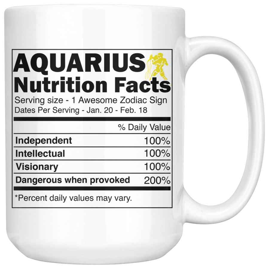 White 15oz Mug - Aquarius Nutrition Facts