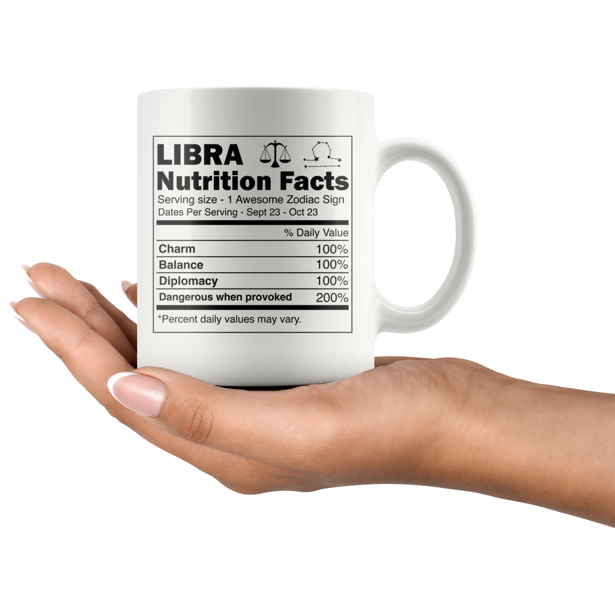 White 11oz Mug - Libra Nutrition Facts