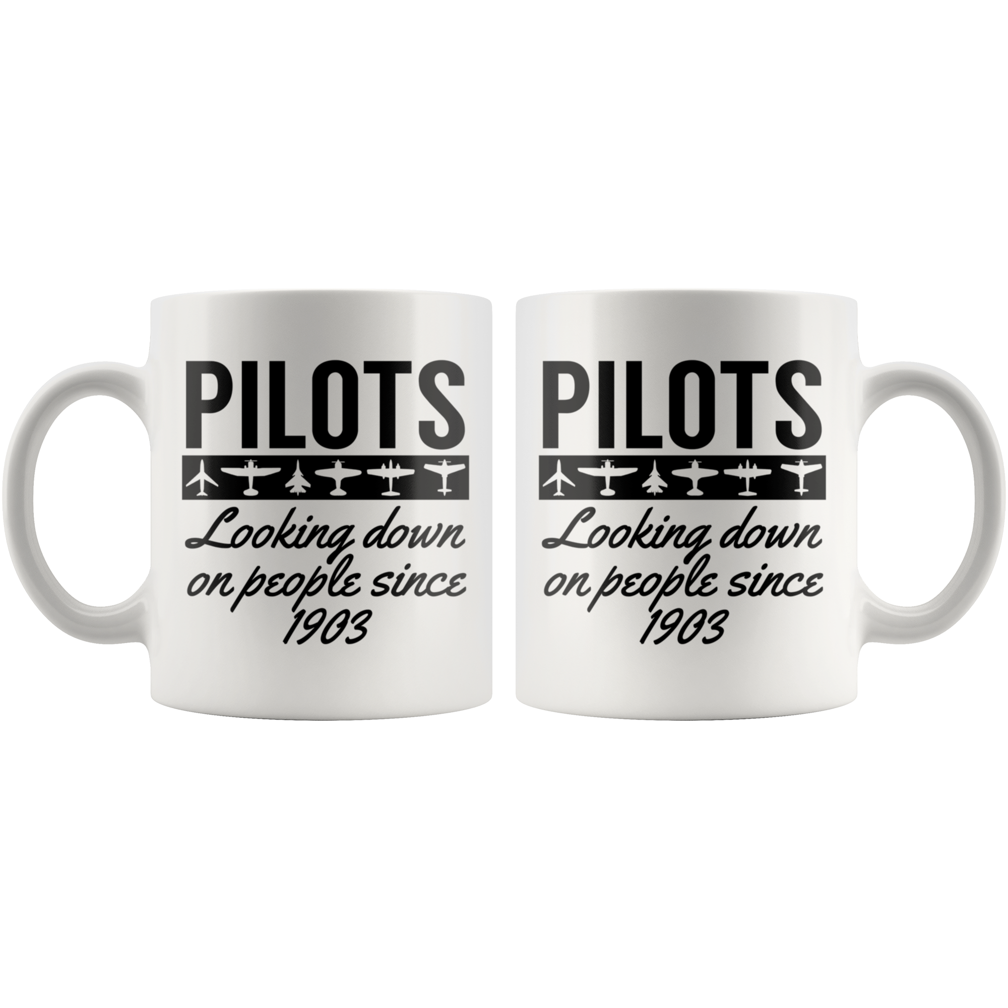 White 11oz Mug - Pilots Looking Down
