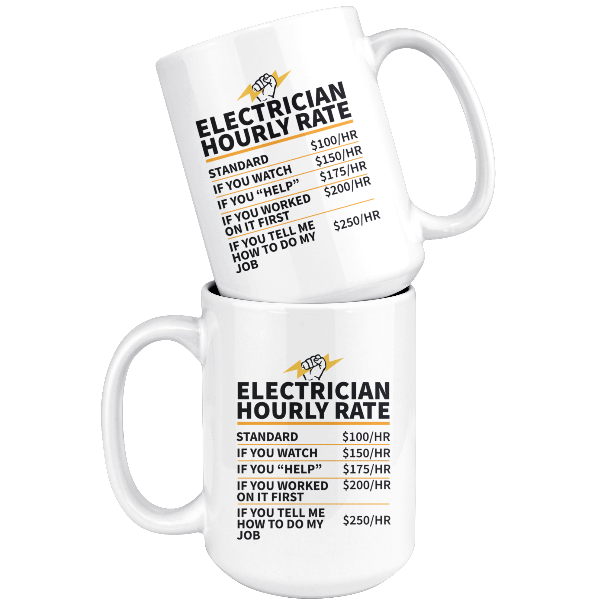 White Mug - Electrician Hourly Rate