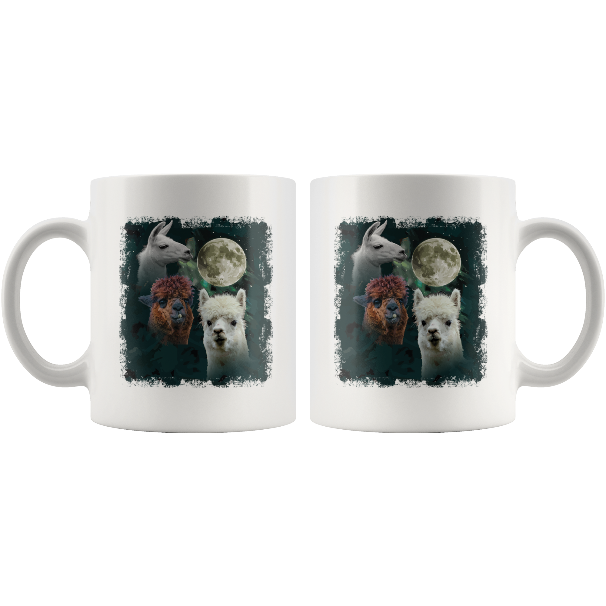 White 11oz Mug - Llama Alpaca Moon