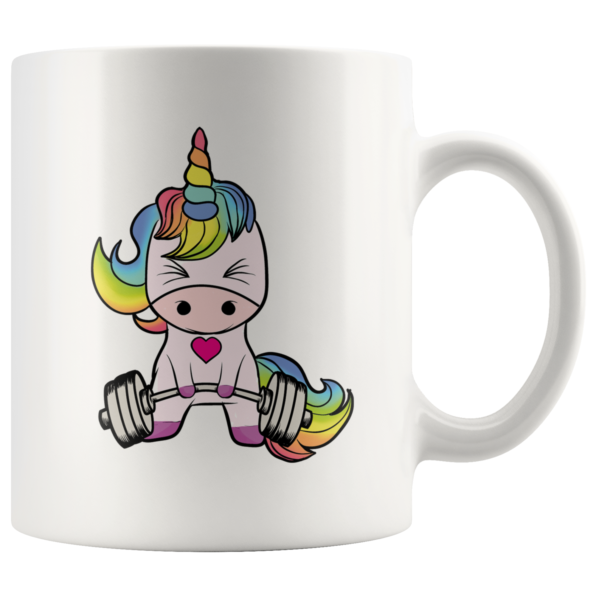 White 11oz Mug - Unicorn Gym Weight