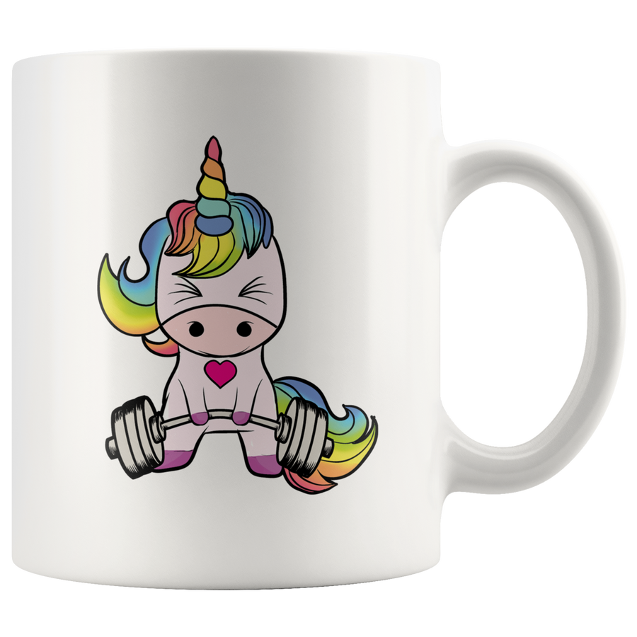 White 11oz Mug - Unicorn Gym Weight