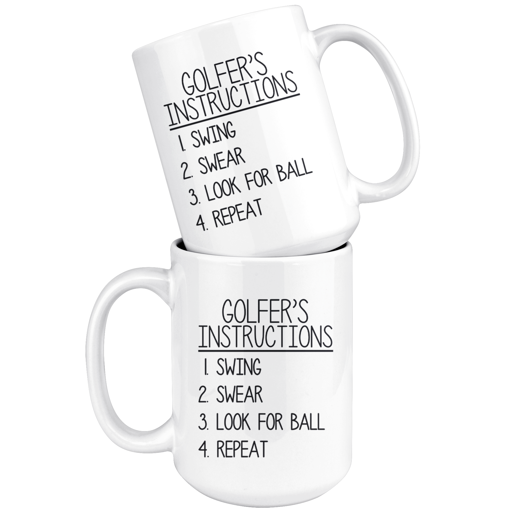 White 15oz Mug - Golfer Instructions