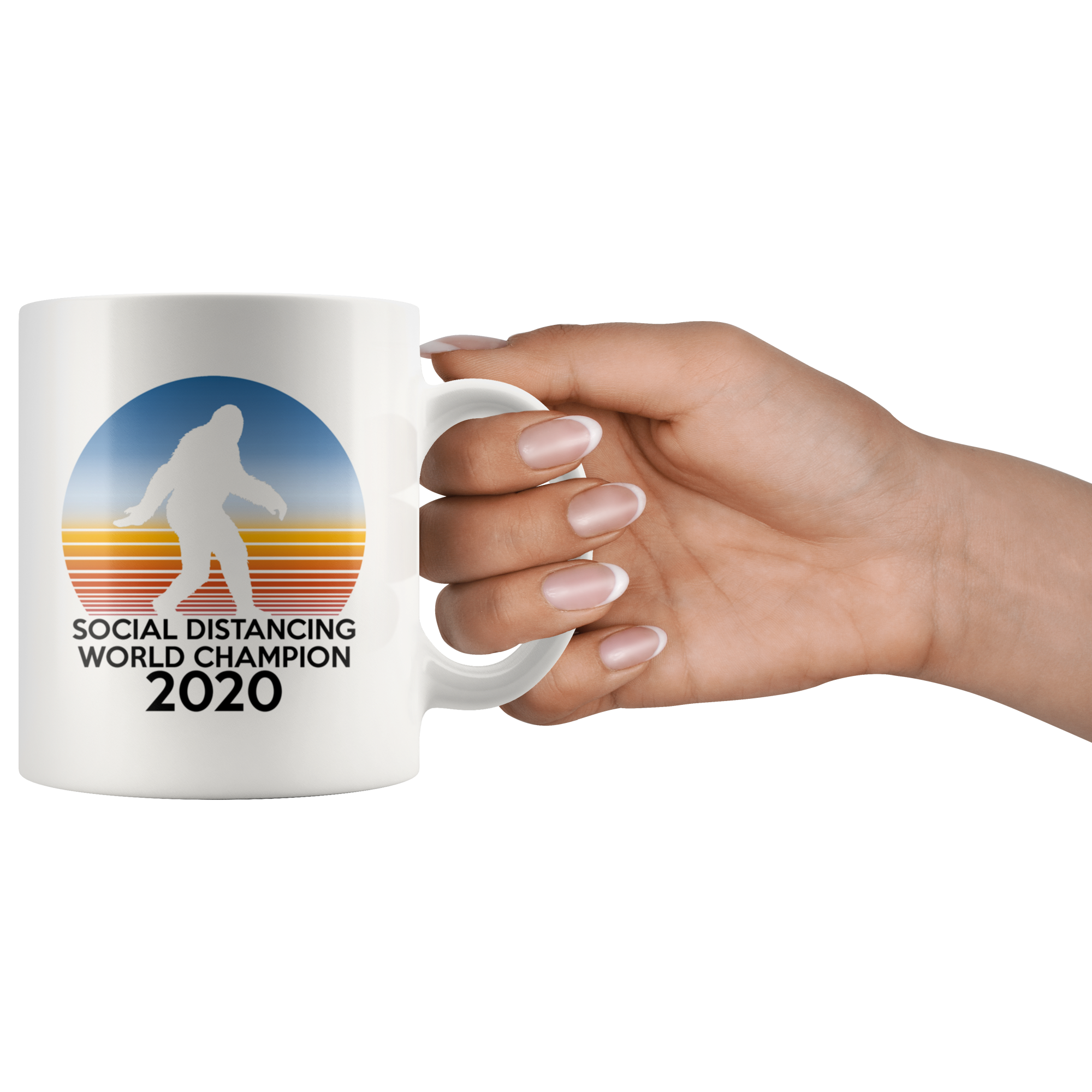 White Mugs - Bigfoot Social Distancing Expert