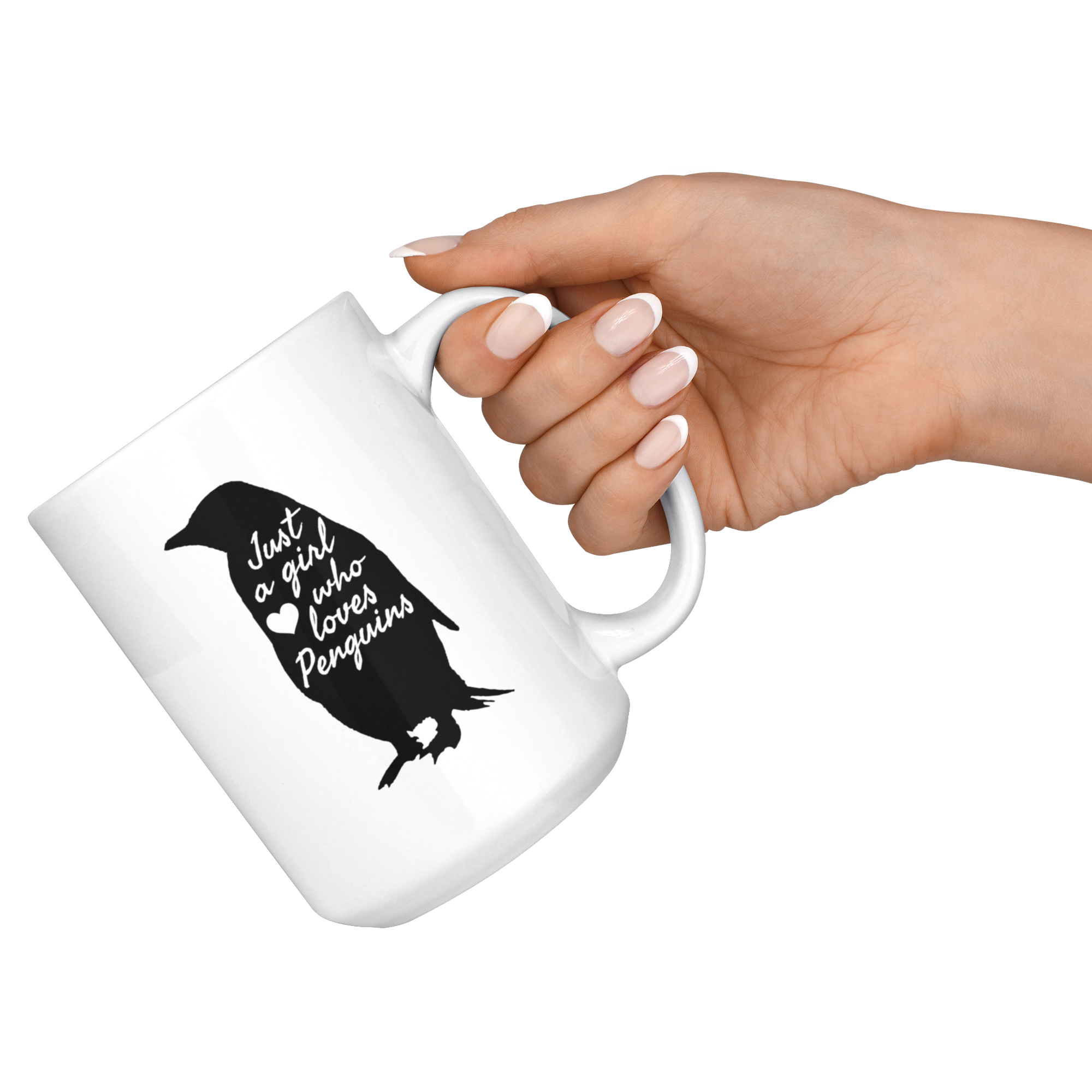 White 15oz Mug - Girl Who Loves Penguins