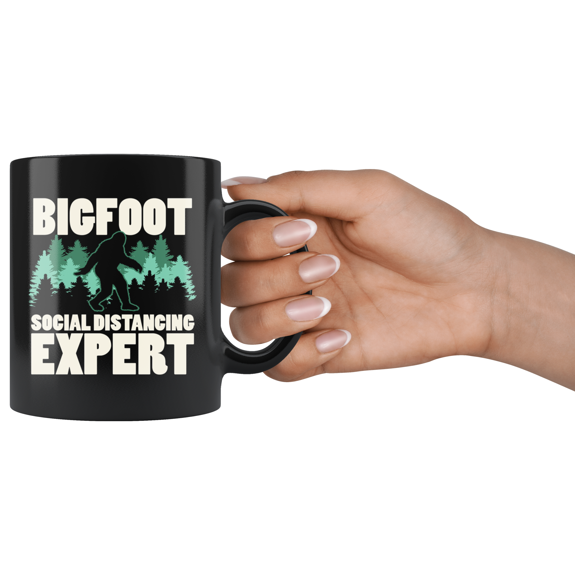 Black 11oz Mug - Bigfoot Social Distancing Expert