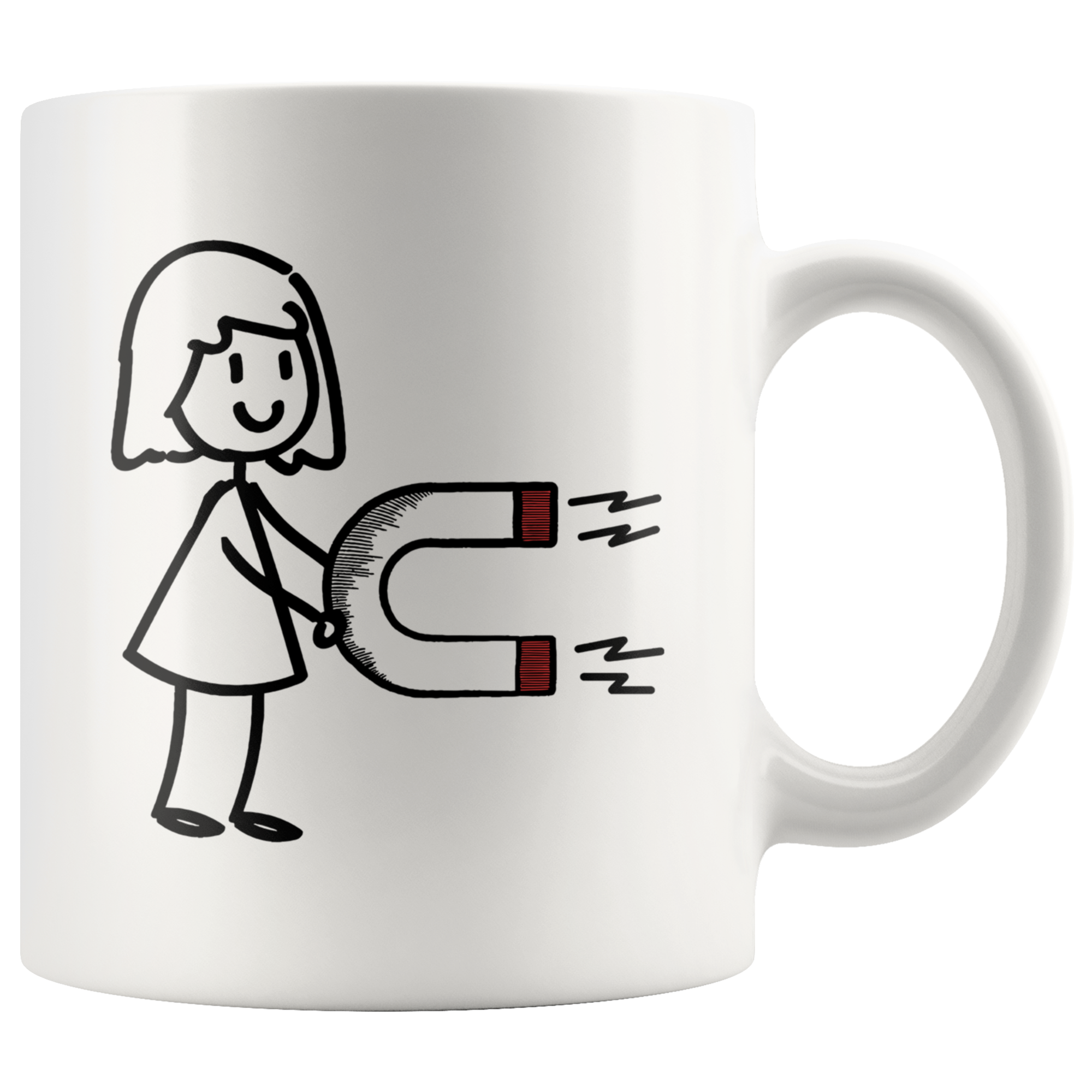 White 11oz Mug - Magnet Matching Mugs Girl